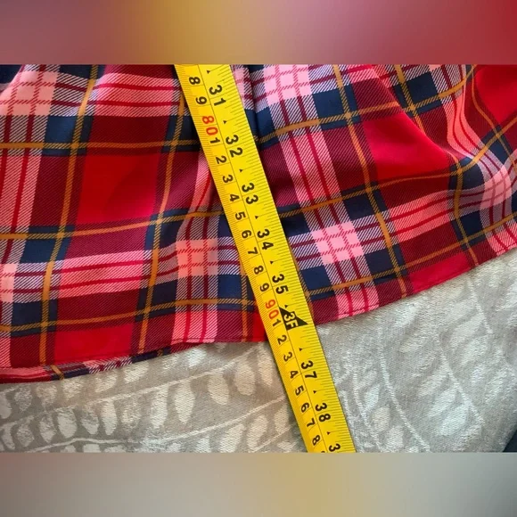 Xhilaration Red Plaid Tie-Neck Tiered Long-Sleeve Dress - Picture 8 of 8
